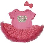 Petitebelle-Petitebelle Jewels Taç Tozlu Pembe Bodysuit Pembe Çiçekli Tutu Bebek Elbisesi Nb-18m (3-6 Ay)