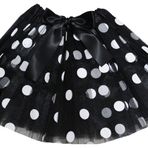 Petitebelle Polka Puantiyeli Tül Tütü Etek Kız için, siyah, 1-4 Years