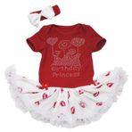 Petitebelle Sevgililer Bebek Elbise Doğum Günü Prenses Bodysuit Beyaz Dudaklar Tutu Romper Nb-18m (3-6month)