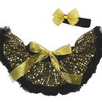 Petitebelle-Siyah Altın Payet Elbise Doğmuş Bebek Etek Tutu Kız Giyim 2pc Set Nb-12m (Altın)