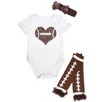 Petitebelle Sparkle Rugby Kalp Beyaz Tulum Bacak Isıtıcı Nb-18 m, Kısa Kollu, 6-12 Months