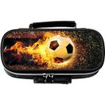 Petityu Alevli Futbol Topu Kilitlenebilir Büyük Boy Kalem Kutu - Siyah - Standart - Kalem Kutusu