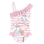 Petityu My Melody Cinnamoroll Pembe Beyaz Çizgili Fırfırlı Mayo 3-5 Yaş