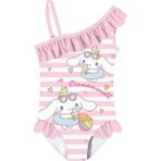 Petityu My Melody Cinnamoroll Pembe Beyaz Çizgili Fırfırlı Mayo - 3 - Pembe - Beyaz