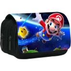 Petityu Super Mario Çift Fermuar Büyük Kapasiteli Kalem Kutu Dayanıklı Kumaş Mario Kalem Kutusu