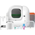 Petkit Purobot Max Pro 2 Akıllı Kedi Tuvaleti, Yumshare Kameralı Çift Hazneli Mama Kabı, Eversweet 3 Pro Su Pınarı ve Aksesuar Paketi - Beyaz