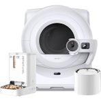 Petkit Purobot Ultra Akıllı Kedi Tuvaleti, Yumshare Kameralı Çift Hazneli Akıllı Mama Kabı ve Eversweet 3 Pro (Uvc) Su Pınarı Paketi - 100 x 70 cm - Beyaz