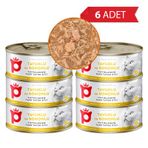Petlebi Sos İçinde Tiftiklenmiş Taze Tavuk Etli ve Somonlu 6x70 gr Kedi Konservesi