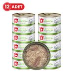 Petlebi Sos İçinde Tiftiklenmiş Taze Tavuk Etli ve Ton Balıklı 12x70 Kedi Konservesi