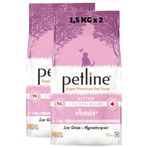 Petline Junior Kitten Düşük Tahıllı Tavuklu Omega 3&6 Katkısı 2x1.5 kg Yavru Kuru Kedi Maması