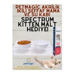 PetMagic Akrilik Beyaz Seramik Kaseli Kedi Mama Su Kabı-Spectrum Yavru Kedi Malt Hediyeli!