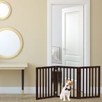 "PETMAKER Bağımsız Evcil Hayvan Kapısı - Kapılar, Koridorlar, Merdivenler ve Ev için Ahşap Katlanır Çit - Adım Ayırıcı - Köpekler ve Yavru Köpekler için Harika - 3 Panel Kahverengi"
