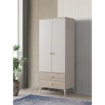Petra 2 Kapaklı Aynalı Elbise Dolabı Gardrop 120 x 55 x 200 - Krem