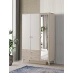 Petra 3 Kapaklı Aynalı Elbise Dolabı Gardrop 120 x 55 x 200 - Krem