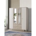 Petra 4 Kapaklı Aynalı Elbise Dolabı Gardrop 160 x 55 x 200 - Krem
