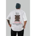 Petra Jordan Arka Baskılı Oversize T-Shirt Erkek Kadın Pamuk Bisiklet Yaka Tişort - Beyaz