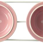 PetRageous 44355 Toftees Paws Diner with Two 1-Cup Bulaşık Makinesinde Yıkanabilir Taş Kase Kapasitesi 10,75 İnç Uzunluk 5,25 cm Uzunluğunda, Ekstra Küçük ve Küçük Köpekler ve Kediler için, Beyaz ve
