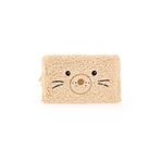Petrichor Teddy Desenli Peluş Kalemlik - Bej - 22x12 cm