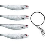 PetrisCatch yumuşak yem/lastik balık 4'lü set Albino | 15 cm | UV aktif | 4 x çelik olta gözü | turna, sudak, levrek ve yayın için