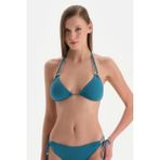 Petrol Mavi Üçgen Bikini Üst - Beyaz - Petrol Mavi - 38