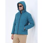 Petrol Regular Fit Kapüşonlu Casual Dokuma Mont