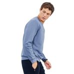 Petrol Yazı Nakışlı O Yaka Rahat Form Erkek Sweatshirt - 88020 S Petrol