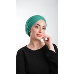 Petrol Yeşili Pratik Hazır Geçmeli Tesettür Bone Fukuro Simli Büzgülü 2116_19