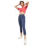 Petrol Yüksek Bel Slim Fit Dar Paça Kadın Kapri Tayt - 93097 L Petrol
