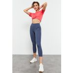 Petrol Yüksek Bel Slim Fit Dar Paça Kadın Kapri Tayt - 93097 | M