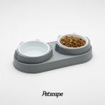 Petscape Ikili Eğimli Yüksek Plastik Kedi Mama ve Su Kabı, Gıda Sınıfı Malzeme, Bıyık Temassız, Reflü Dostu Tasarım - Gri