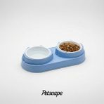 Petscape Ikili Eğimli Yüksek Plastik Kedi Mama ve Su Kabı, Gıda Sınıfı Malzeme, Bıyık Temassız, Reflü Dostu Tasarım - Mavi