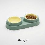 Petscape Ikili Eğimli Yüksek Plastik Kedi Mama ve Su Kabı, Gıda Sınıfı Malzeme, Bıyık Temassız, Reflü Dostu Tasarım - Yeşil