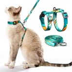 PetThem Kedi Koşum Takımı ve Tasma Seti - Kediler için Kaçış Korumalı Yelek Koşum, Rahat Yumuşak Hafif, Kolay Ayarlanabilir Kedi Yaka Koşum Küçük Orta Büyük Kediler için Güvenli Uyanma