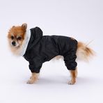 Pettrend Siyah Kürklü Tulum Yağmurluk Küçük Irk Yağmurluk Köpek Kıyafeti Köpek Yağmurluğu