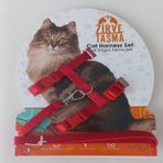 PETTY COMFORT-Ayarlanabilir-Kedi tasma seti-Kedi göğüs tasması ve gezdirme kordonu-Kedi tasması-Yerli üretim-Modern tasarım-Kaliteli işçilik (Kırmızı, Düz)