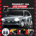 Peugeot 106 1993-2002 Uzun-kısa Far Uyumlu Şimşek Etkili Led Xenon Premium Series H4