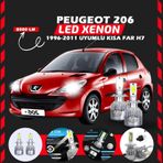Peugeot 206 1996-2011 Kısa Far Uyumlu Şimşek Etkili Led Xenon Performance Series H7