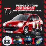 Peugeot 206 1996-2011 Kısa Far Uyumlu Şimşek Etkili Led Xenon Pro Series H7