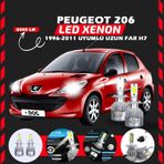 Peugeot 206 1996-2011 Uzun Far Uyumlu Şimşek Etkili Led Xenon Performance Series H7