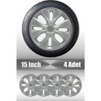 Peugeot 206 207 208 15" Inç Uyumlu 4 Adet 1 Takım Gri Kırılmaz Esnek Jant Kapağı 006 - Universal