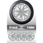 Peugeot 206 207 208 15" Inç Uyumlu 4 Adet 1 Takım Gri Kırılmaz Esnek Jant Kapağı 024 - Universal