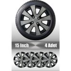 Peugeot 206 207 208 15" Inç Uyumlu 4 Adet 1 Takım Gri Siyah Jant Kapağı 043
