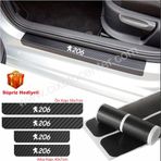 Peugeot 206 4 Adet Karbon Kapı Eşiği Sticker
