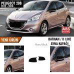 Peugeot 208 (2012-2018) İcin Batman Yarasa Ayna Kapagi (Piano Black)