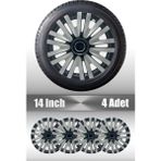 Peugeot 301 306 307 14" Inç Uyumlu 4 Adet 1 Takım Gri Siyah Jant Kapağı 044