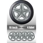Peugeot 301 307 308 16" Inç Uyumlu 4 Adet 1 Takım Gri Kırılmaz Esnek Jant Kapağı 001 - 16 inç