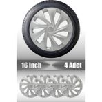 Peugeot 301 307 308 16" Inç Uyumlu 4 Adet 1 Takım Gri Kırılmaz Esnek Jant Kapağı 032 - 16 inç
