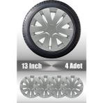 Peugeot 301 Partner 13" Inç Uyumlu 4 Adet 1 Takım Gri Kırılmaz Esnek Jant Kapağı 014 - Universal