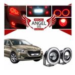 Peugeot 301 Uyumlu, Universal Mercekli Led Angel Sis Farı, 76mm Kırmızı Renk