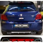 Peugeot 307 Difüzör Arka Tampon Eki 2 Egzoz Çıkışlı Kırmızı Lüx Tip